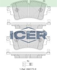 ICER FREN BALATA ARKA AUDI A4 (8W2,B9) 2.0 TDI 2015- / A4 (8W2,B9) 1.8 TFSI 2015-/ Q7(4M) 3.0 TDI 2015- / Q7(4M) 2.0 TFSI 2015- 8W0698451G
