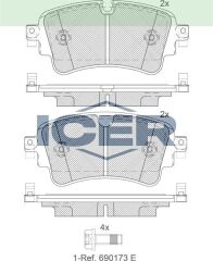 ICER FREN BALATA ARKA AUDI A4 (8W2,B9) 2.0 TDI 2015- / A4 (8W2,B9) 1.8 TFSI 2015-/ Q7(4M) 3.0 TDI 2015- / Q7(4M) 2.0 TFSI 2015- 8W0698451G