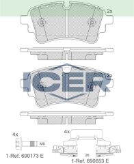 ICER FREN BALATA ARKA AUDI A4 (8W2,B9) 2.0 TDI 2015- / A4 (8W2,B9) 1.8 TFSI 2015-/ Q7(4M) 3.0 TDI 2015- / Q7(4M) 2.0 TFSI 2015- 4M0698451BC
