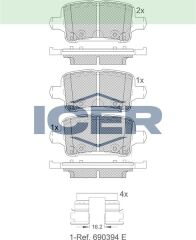 ICER FREN BALATA ARKA IKAZLI OPEL ASTRA K 1.0i TURBO - 1.4i TURBO - 1.6 CDTI 15-16 JANT 2015- 39037199