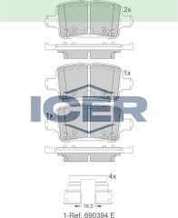 ICER FREN BALATA ARKA IKAZLI OPEL ASTRA K 1.0i TURBO - 1.4i TURBO - 1.6 CDTI 15-16 JANT 2015- 39037199
