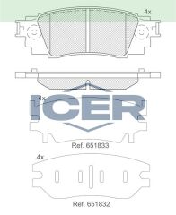 ICER FREN BALATA ARKA TOYOTA C-HR 1.2 T - 1.8 Hybrid 2016-/ LEXUS RX (_L2_) 2.0 T - 3.5 T 2015- / NX (_Z1_) 2.5 2014- 0446602370