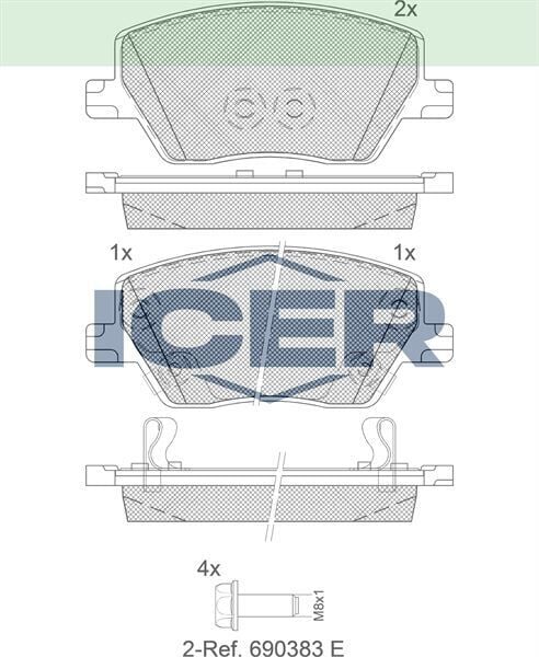 ICER FREN BALATA ON IKAZLI FIAT EGEA 1.3 MJT - 1.6 MJT - 1.4 16v - 1.6 16v 2015- / 1.6 2020- 77367628
