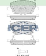 ICER FREN BALATA ON IKAZLI FIAT EGEA 1.3 MJT - 1.6 MJT - 1.4 16v - 1.6 16v 2015- / 1.6 2020- 77367628