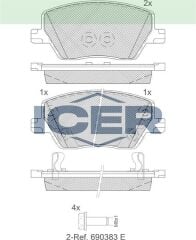 ICER FREN BALATA ON IKAZLI FIAT EGEA 1.3 MJT - 1.6 MJT - 1.4 16v - 1.6 16v 2015- / 1.6 2020- 77367628