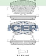 ICER FREN BALATA ON IKAZLI FIAT EGEA 1.3 MJT - 1.6 MJT - 1.4 16v - 1.6 16v 2015- / 1.6 2020- 77367628