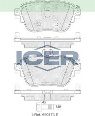 ICER FREN BALATA IKAZLI ARKA MERCEDES E SERISI (W213) E 180 2016-/ E SERISI (W213) E 220 d 2016- / E SERISI (W213) E 300 2016- / E SERISI (W213) E 250 2016- 0004206000