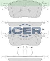 ICER FREN BALATA ON CITROEN JUMPY 1.6 BlueHDI 2016-/ PEUGEOT EXPERT 1.6 BlueHDI 2016-/ TOYOTA PROACE (MPY_) 1.6 D 2016- / TOYOTA PROACE (MPY_) 2.0 D 2016-