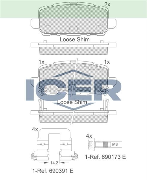 ICER FREN BALATA ARKA IKAZLI HONDA HR-V 1.5 I-VTEC - 1.6 I-DTEC 2016- 43022T2JH00