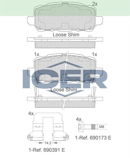 ICER FREN BALATA ARKA IKAZLI HONDA HR-V 1.5 I-VTEC - 1.6 I-DTEC 2016- 43022T2JH00