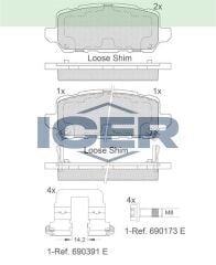 ICER FREN BALATA ARKA IKAZLI HONDA HR-V 1.5 I-VTEC - 1.6 I-DTEC 2016- 43022T2JH00