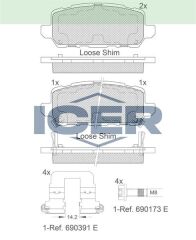 ICER FREN BALATA ARKA IKAZLI HONDA HR-V 1.5 I-VTEC - 1.6 I-DTEC 2016- 43022T2JH00