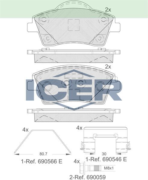 ICER FREN BALATA ON VOLVO XC40 1.5 T3 - 2.0 D3 - 2.0 D4 16 JANT DISK CAPI 296mm 2018- 31471409