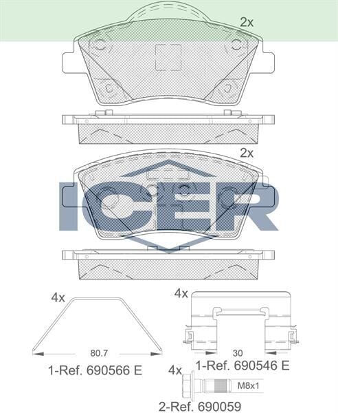 ICER FREN BALATA ON VOLVO XC40 1.5 T3 - 2.0 D3 - 2.0 D4 16 JANT DISK CAPI 296mm 2018- 31471409