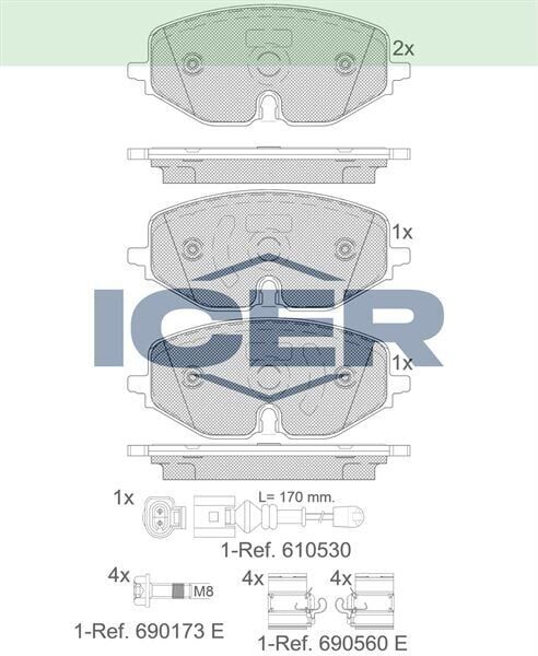 ICER FREN BALATA ON VW GOLF VIII 2020- / SKODA OCTAVIA IV 2019- / SEAT LEON 2019- 5WA698151A