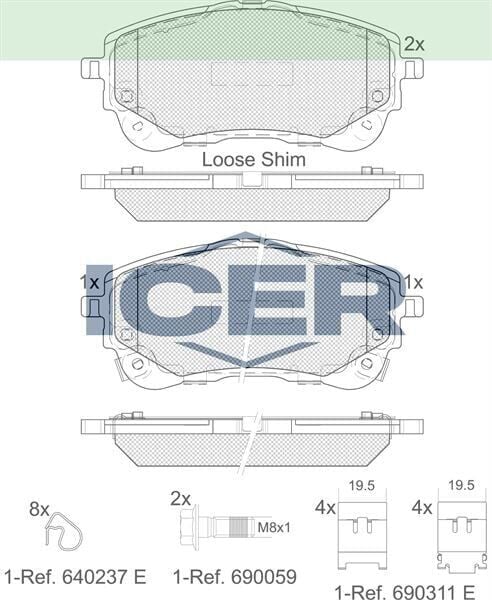 ICER FREN BALATA IKAZLI ON TOYOTA COROLLA (_E21_) 1.8 Hybrid 2019- / COROLLA (_E21_) 1.6 VVT-I 2019- 0446502470