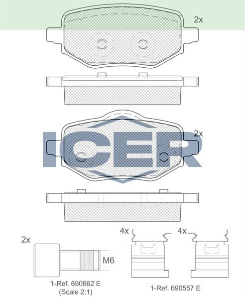ICER FREN BALATASI ARKA PEUGEOT 208 II - 2008 II - DS3 CROSSBACK 1.2 PureTech - 1.5 BlueHDI 2019- / OPEL CORSA F 1.2 - 1.5 D 2019- 1643574280