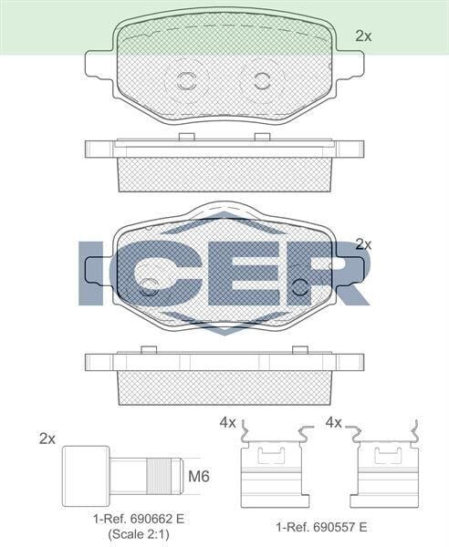 ICER FREN BALATASI ARKA PEUGEOT 208 II - 2008 II - DS3 CROSSBACK 1.2 PureTech - 1.5 BlueHDI 2019- / OPEL CORSA F 1.2 - 1.5 D 2019- 1643574280