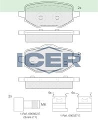 ICER FREN BALATASI ARKA PEUGEOT 208 II - 2008 II - DS3 CROSSBACK 1.2 PureTech - 1.5 BlueHDI 2019- / OPEL CORSA F 1.2 - 1.5 D 2019- 1643574280