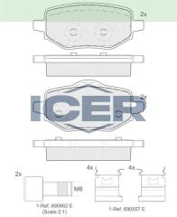 ICER FREN BALATASI ARKA PEUGEOT 208 II - 2008 II - DS3 CROSSBACK 1.2 PureTech - 1.5 BlueHDI 2019- / OPEL CORSA F 1.2 - 1.5 D 2019- 1643574280
