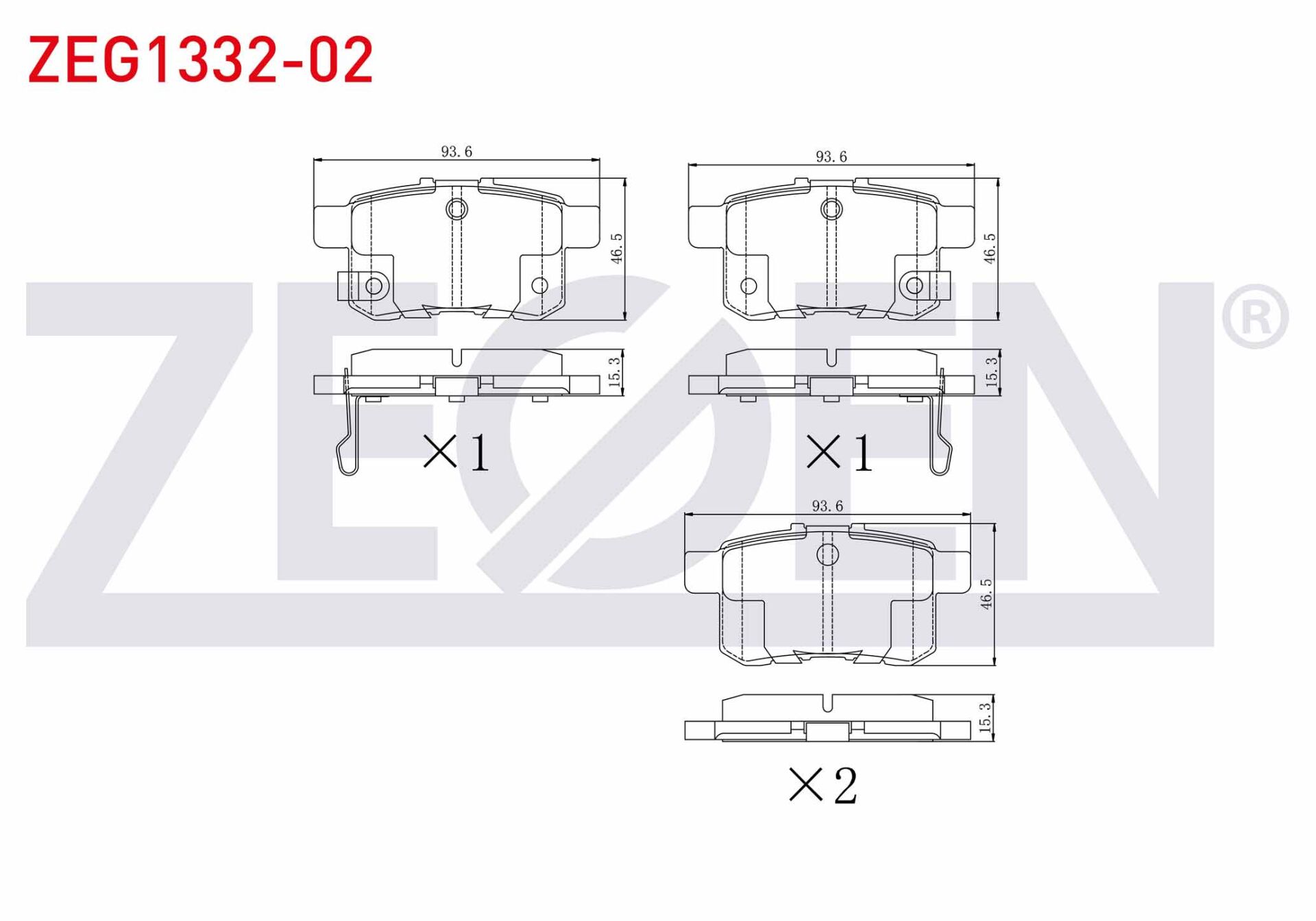 ZEGEN FREN BALATA ARKA HONDA ACCORD VIII (CU) 2.0 I-VTEC 2008- / ACCORD VIII (CU) 2.2 I-CDTI 2008-