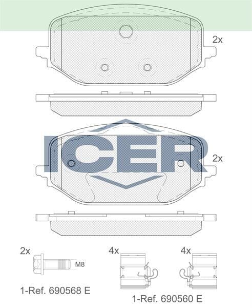 ICER FREN BALATA ON FIAT DOBLO 2022-/ PEUGEOT RIFTER 2019-/ PARTNER 2021-/ 308 III 2021-/ 508 II 2019-/ CITROEN BERLINGO 2021-/DS 4 II 2021-/OPEL ASTRA L 2021-/ COMBO E 2019-/ GRANDLAND 2017- 1647880280