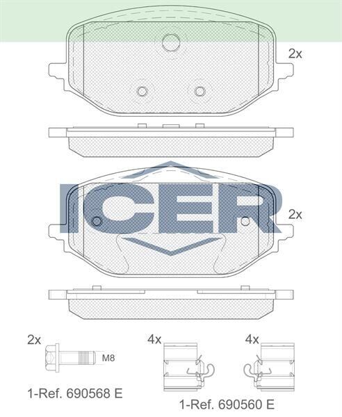 ICER FREN BALATA ON FIAT DOBLO 2022-/ PEUGEOT RIFTER 2019-/ PARTNER 2021-/ 308 III 2021-/ 508 II 2019-/ CITROEN BERLINGO 2021-/DS 4 II 2021-/OPEL ASTRA L 2021-/ COMBO E 2019-/ GRANDLAND 2017- 1647880280