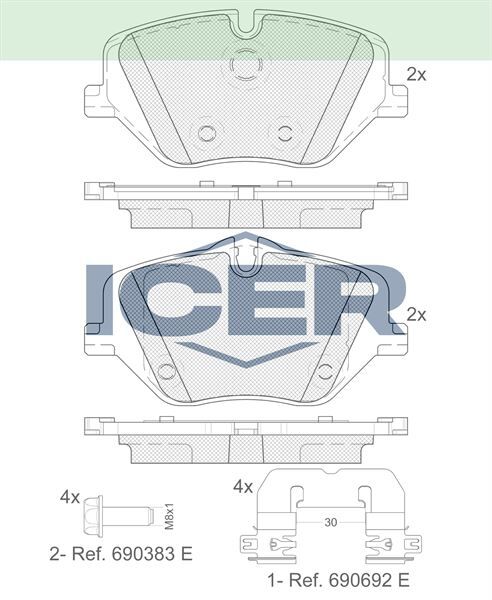 ICER FREN BALATA MONTAJ TAKIMI ÖN BMW 2 SERİES 5 SERİES X1 SERİES X2 SERİES X3 SERİES 34106897141