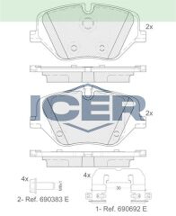 ICER FREN BALATA MONTAJ TAKIMI ÖN BMW 2 SERİES 5 SERİES X1 SERİES X2 SERİES X3 SERİES 34106897141