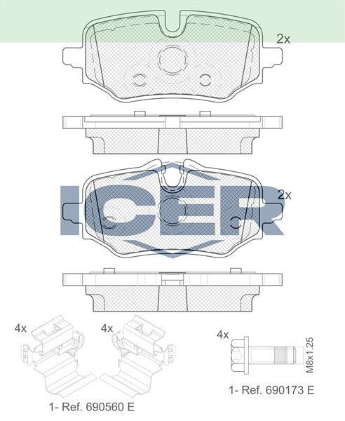 ICER FREN BALATA ARKA BMW X1 (U11) 2022- / BMW 2 SERISI (U06, F45) ACTIVE TOURER 218i 2021- 34208834998