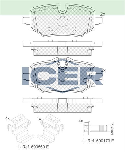 ICER FREN BALATA ARKA BMW X1 (U11) 2022- / BMW 2 SERISI (U06, F45) ACTIVE TOURER 218i 2021- 34208834998