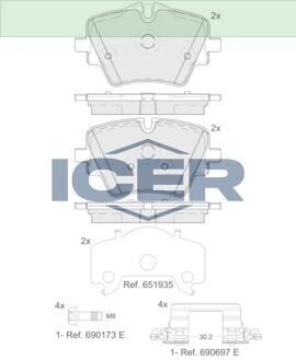 ICER FREN BALATA MONTAJ TAKIMI ÖN BMW 1 SERİES 2 SERİES 3 SERİES 4 SERİES 5 SERİES-FORD TAUNUS (1974-) 34108837151
