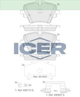 ICER FREN BALATA MONTAJ TAKIMI ÖN BMW 1 SERİES 2 SERİES 3 SERİES 4 SERİES 5 SERİES-FORD TAUNUS (1974-) 34108837151