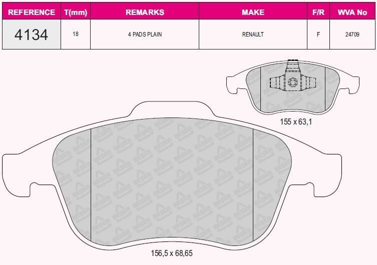 QCB FREN BALATA ON RENAULT LAGUNA III (BT0/1) 2.0 DCI 2007-/ 2.0i 16v 2007- / MEGANE III 2.0 DCI 2008-2015/ LATITUDE 1.5 DCI 2011-/ 2.0 DCI 2011-/ SCÉNIC III 1.6i 16v 2009-/ 1.5 DCI 2009-