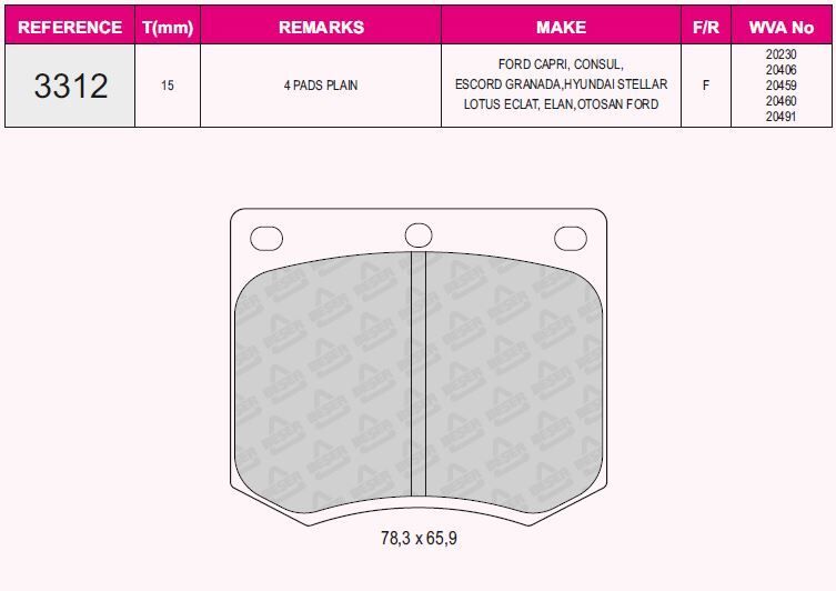 AYSAN FORD TAUNUS 1.6 - 2.0 ÖN FREN BALATASI