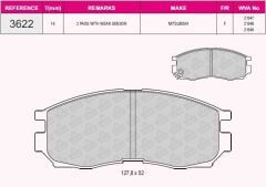 AYSAN FREN BALATA ON IKAZLI MITSUBISHI LANCER IV (C6A,C7A) 1.8 GTI 1988-1994 / LANCER V (CB/DA) 1.8i 1992-1996 / GALANT V (E5A,E7A,E8A) 1.8 1992-1996