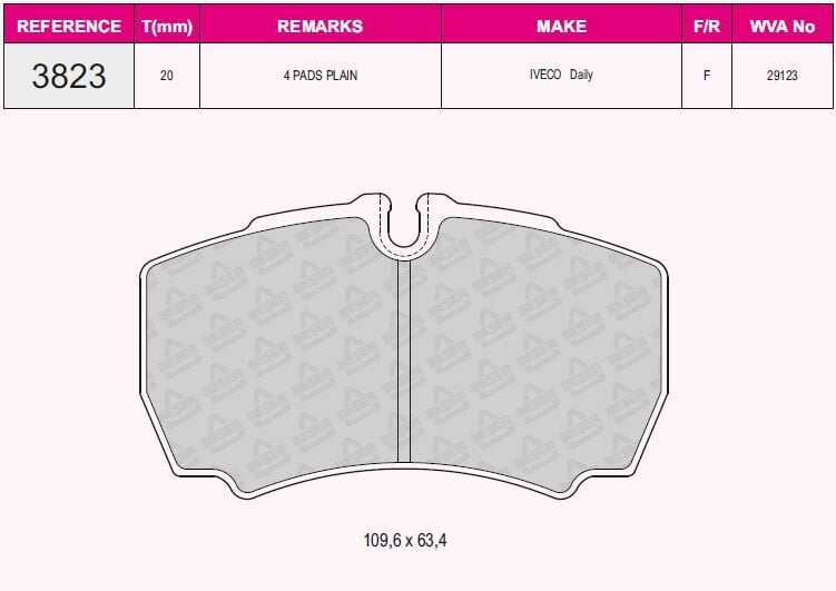 BEŞER FREN BALATA ARKA FORD TRANSIT (V347) 2.4 TDCI 2006-2014 / 3.2 TDCI 2006-2014 / IVECO DAILY III 2.8i 1999-2006 / DAILY IV 2.3i 2006-2011 / DAILY V 2.3i 2011-2014/ DAILY V 3.0 2011-2014