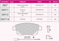 BEŞER FREN BALATA ARKA FISSIZ FORD TRANSIT (V347) 2.2 TDCI - 2.4 TDCI - 3.2 TDCI 2006-2014 / TRANSIT (V348) 2.2 TDCI 2006-2014