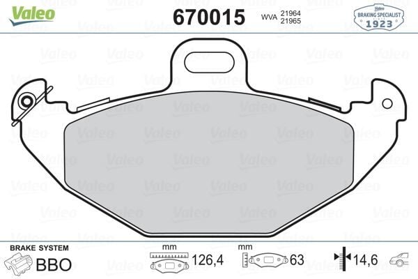 VALEO FREN BALATA ARKA RENAULT LAGUNA I (B56,556) 1.9 DCI 1993-2001 / LAGUNA I (B56,556) 2.2 DT 1993-2001