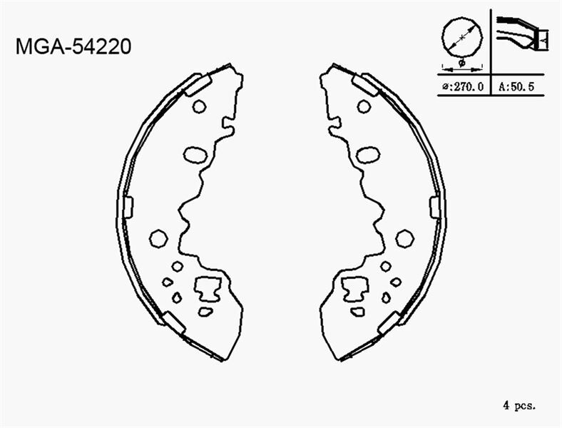 MGA FREN PABUC BALATA ARKA 270X50,7mm MAZDA E-SERISI E2000 1999-2004