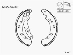 MGA FREN PABUC BALATA ARKA TOYOTA YARIS (P9) 1.3 VVT-I LEVYELI 201,6X38 mm 2006-2010/TOYOTA YARIS (P9) 1.4 D4D 2006-2010/TOYOTA YARIS (P9) 1.33 VVTI 2006-2010