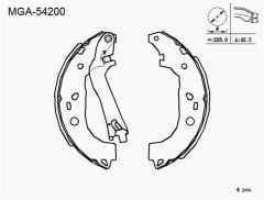 MGA FREN PABUC BALATA ARKA FIAT DOBLO (119,223) 1.3 MJT LEVYELI 228X42 mm 2001-2010/ DOBLO 1.6 MJT 2001-2010/ COMBO D 1.6 CDTI 2012-