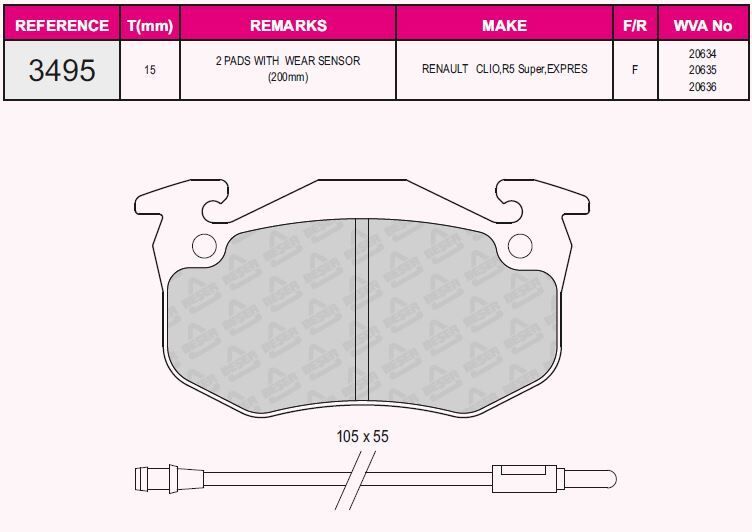 QCB ÖN BALATA RENAULT R5 72>85 CLIO I 91>98 EXPRESS 85>92 TWINGO I 93>07 FİŞLİ