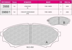 BSR FREN BALATA ON IKAZLI FORD RANGER 2.5 TDCI 4X4 2002-2006 / RANGER 2.2 TDCI 2002-2006 / RANGER 3.0 TDCI 2002-2006 / RANGER 3.2 TDCI 2002-2006 / MAZDA B SERISI (UN) 2.5 D 1998-2006