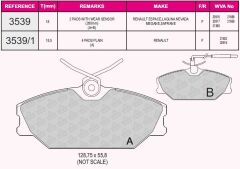 QCB FREN BALATA ON FISLI RENAULT LAGUNA I 1.6i 1993-2001/ 1.9 DCI 1993-2001/ MEGANE I 1.6i 16v 1996-2003/ 1.9 DT 1996-2003/ 2.0i 1996-2003/ SAFRANE 2.0i 1992-2000/