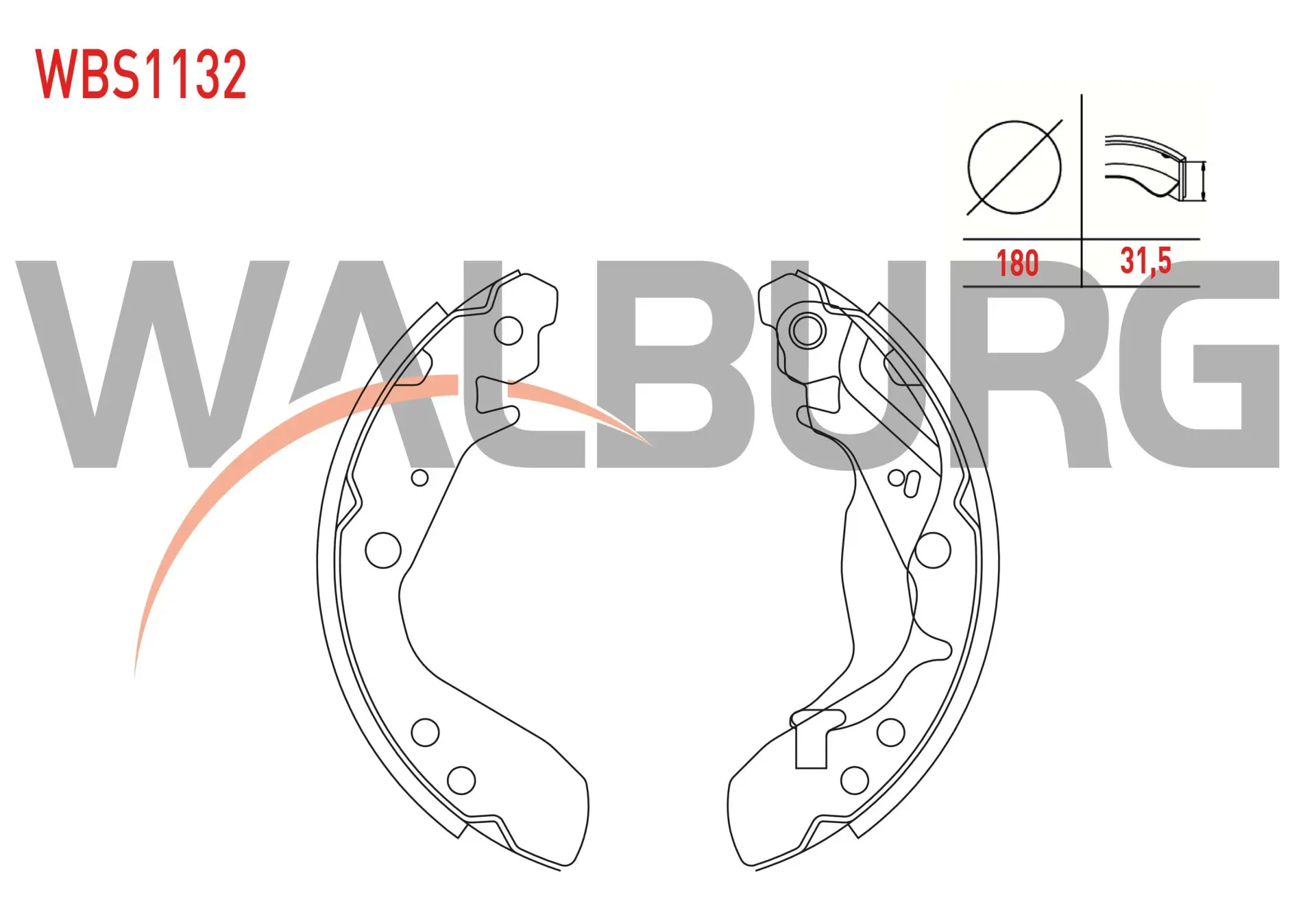 WALBURG FREN PABUC BALATA ARKA HONDA JAZZ II (GD) 1.4i 180X31,5 mm 2002-2008