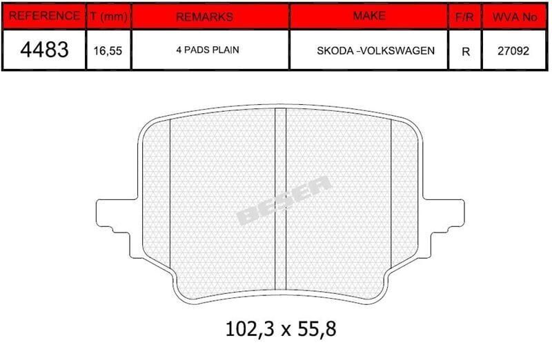 BSR ARKA FREN BALATASI CUPRA TERRAMAR SKODA KODİAQ/SUPERB VW PASSAT ESTATE/VARİANT/TAYRON/TİGUAN 09/20 2