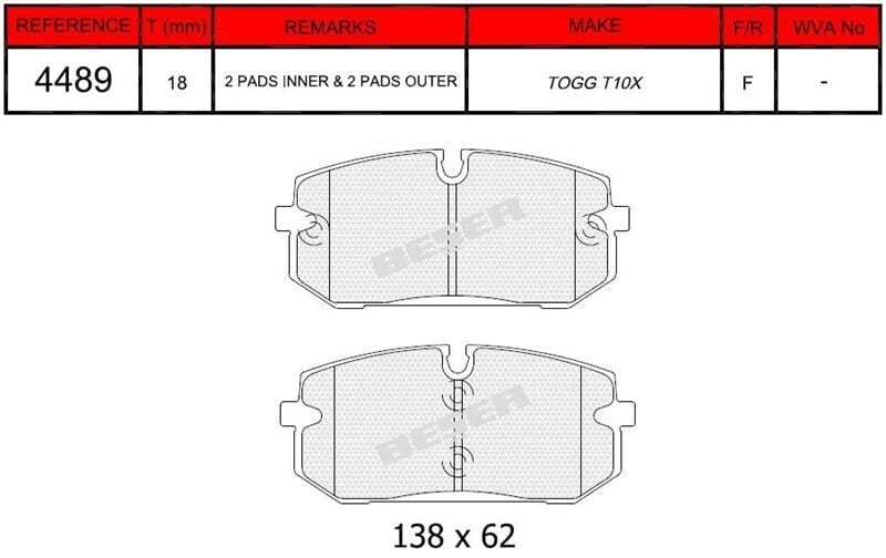 BSR FREN BALATASI ÖN TOGG T10X