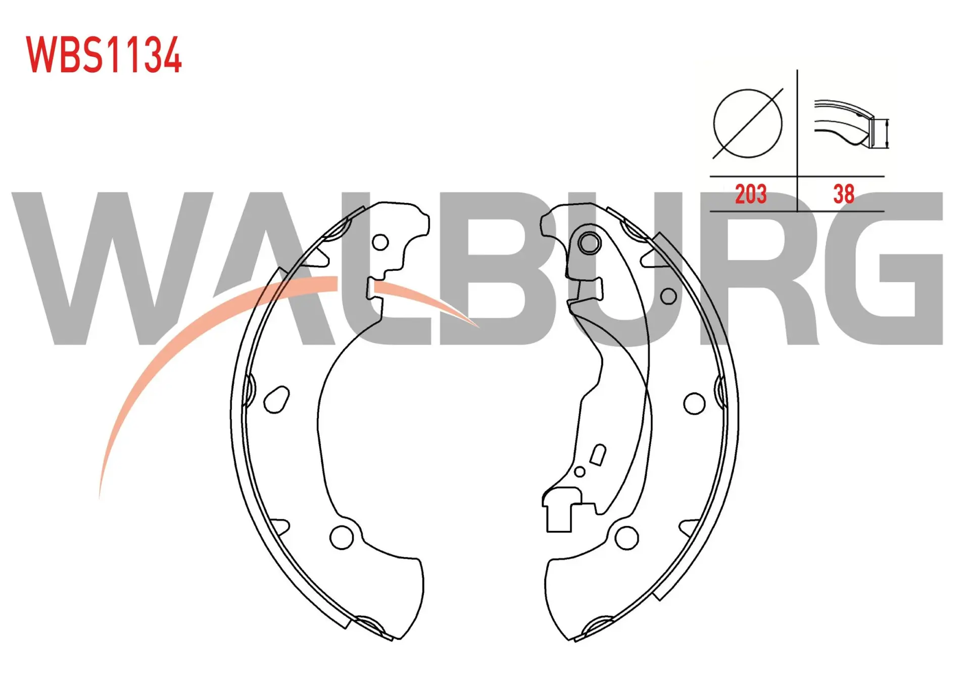 WALBURG FREN PABUC BALATA ARKA 203X38 FIAT BRAVA 1.6 16v 1995-2002 / BRAVO 1.6 16v 1995-2004/ MAREA 1.6i 16v 1996-2007