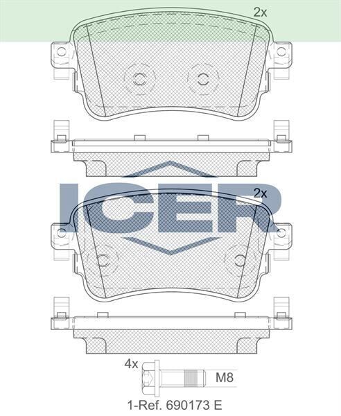 ICER FREN BALATA IKAZLI ARKA CITROEN JUMPY 1.6 BlueHDI 2016-/ PEUGEOT EXPERT 1.6 BlueHDI 2016-/ TOYOTA PROACE (MPY_) 1.6 D 2016- / TOYOTA PROACE (MPY_) 2.0 D 2016-